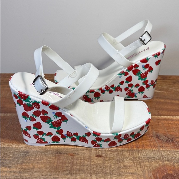Betsey Johnson Shoes - Betsey Johnson White and Red Strawberry Wedges, Women’s 8.5